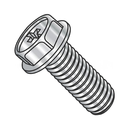 Usa Industrials #10-24 x 1/2 in Phillips Flange Hex Machine Screw, Plain 18-8 Stainless Steel BULK-SCRW-6162